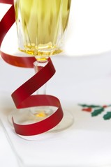 Champagne glasses on celebration table