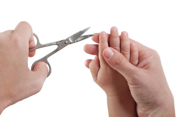 Cutting child fingernail