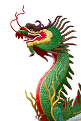 Colorfu Dragon statue on white background