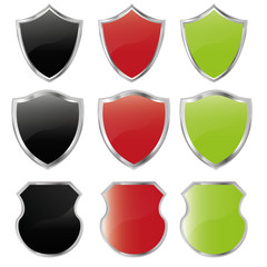 Set of vector shields on white with shadow