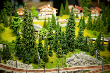 miniature model alpine resort in summer