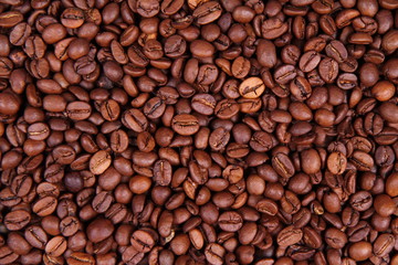 Coffee beans in close up - background