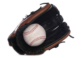 Softball glove and ball