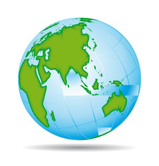 Glassy world icon. Asian view.