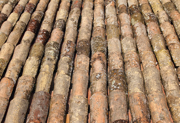 detail of a roof made with old tiles