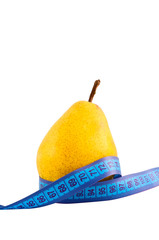 Pear ruler isolated on white.