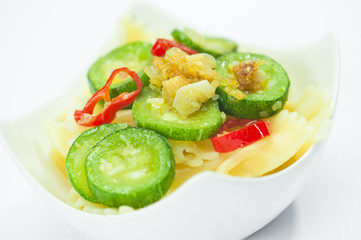 Pasta olive oil zucchini chili garlic