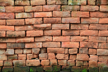 irregular shapes of red stone brick wall background