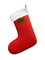 A render of an isolated hanging christmas red boot