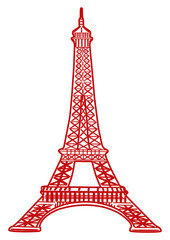 Fototapeta na wymiar illustration of Eiffel tower in red color