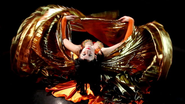 Arabic dancer sit, flap with gold wing