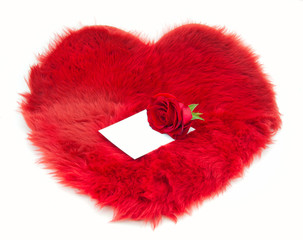 Red fur heart and note on it