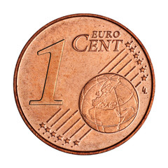 A collage of  1 euro cent coin - obrazy, fototapety, plakaty