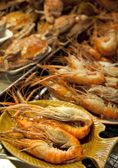 Freshly caught giant prawns