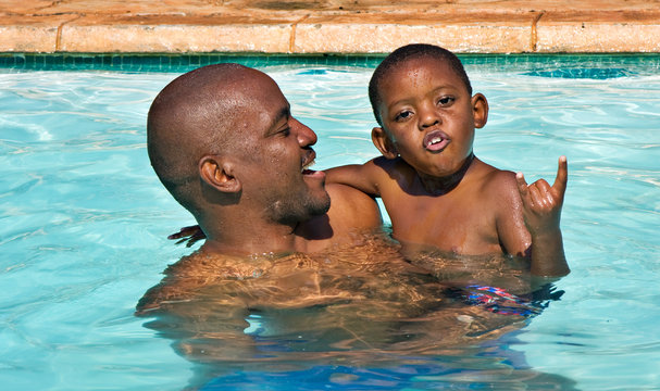 black father son swim