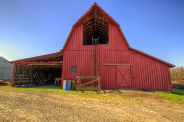 Red Barn in Oregon Farmland