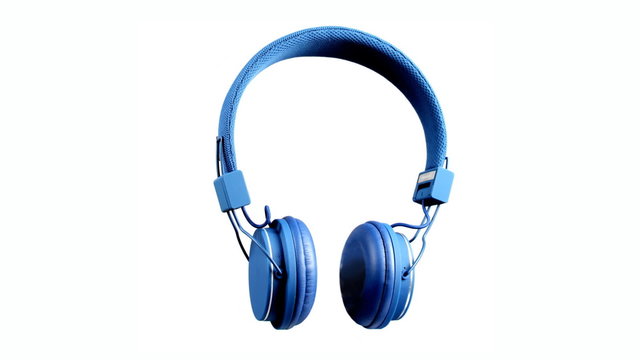 cool looking audio headphones, spinning around