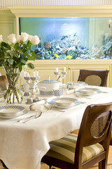 served table in a dinning room