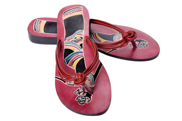 New flip flops on white background
