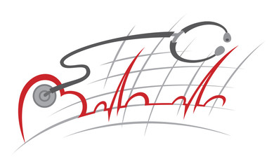 illustration of electrocardiogram and stethoscope