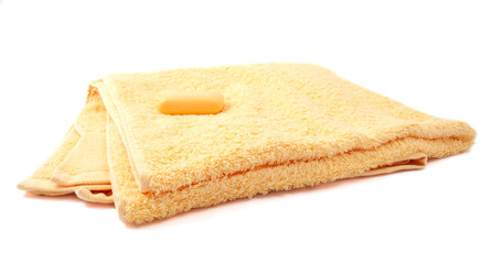 yellow towel and soap