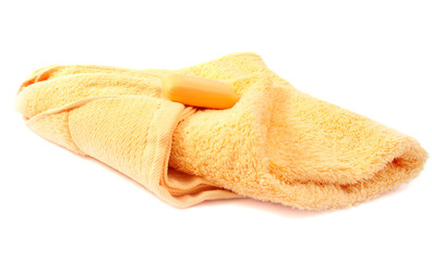 yellow towel and soap