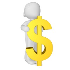3d-mädchen mit dollar