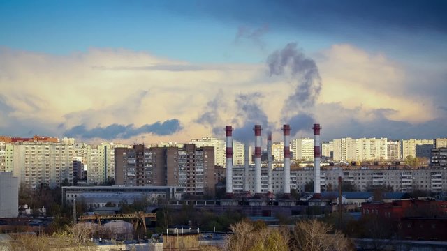 Industrial district of Moscow. Time Lapse.
