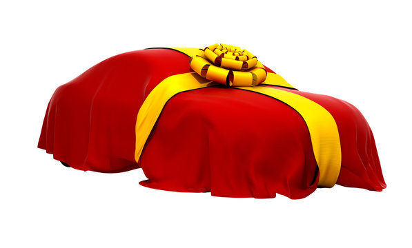 Car Of Dream Covered With Red Cloth