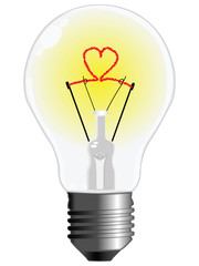 light bulb with heart