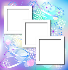 Christmas background with serpentine and snowflakes