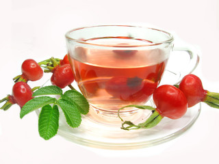 red tea with wild rose berries