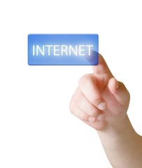 Finger press on Internet button