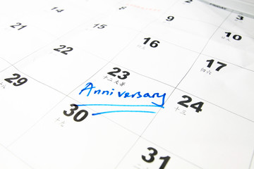 Anniversary on calendar