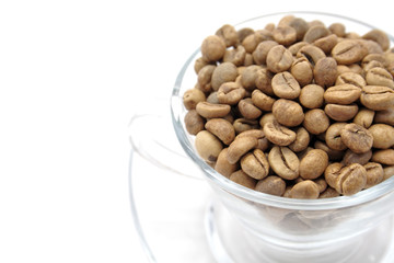 Détail d'une tasse de café en grains