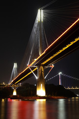 Fototapeta na wymiar Ting Kau Bridge at night