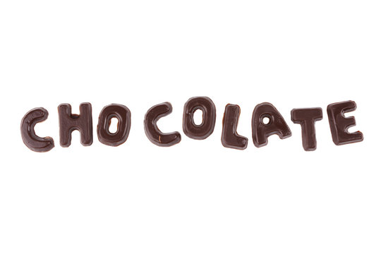 Chocolate text made of chocolate