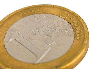 one euro coin isolated in white