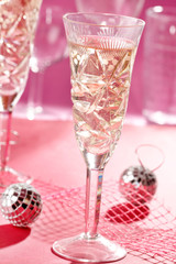 Champagne glasses on celebration table