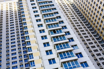 Fototapeta premium blue glass transparent wall of modern bulding house