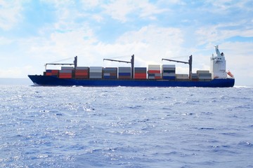 sea cargo merchant ship sailing blue ocean