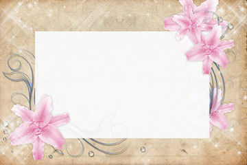 Card for congratulation or invitation with  flowers
