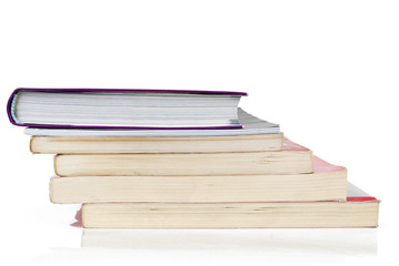 Books on white background