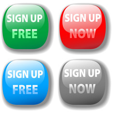 Sign up now free website icon button set