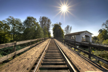 Fototapeta na wymiar Railroad Bridge Over Thomas Creek 2