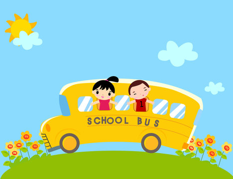Children on school bus vector