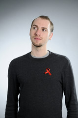 man expressing fight against aids