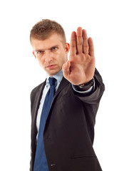entrepreneur showing stop