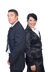 Mid adult couple in elegant suits