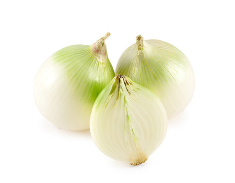 white onions bulb isolated on white background